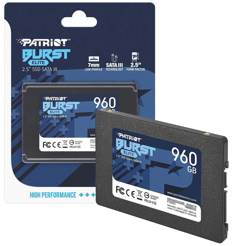 SSD Patriot Burst Elite 960gb, Sata Iii 6gb/s, 2.5" - Pbe960gs25ssdr