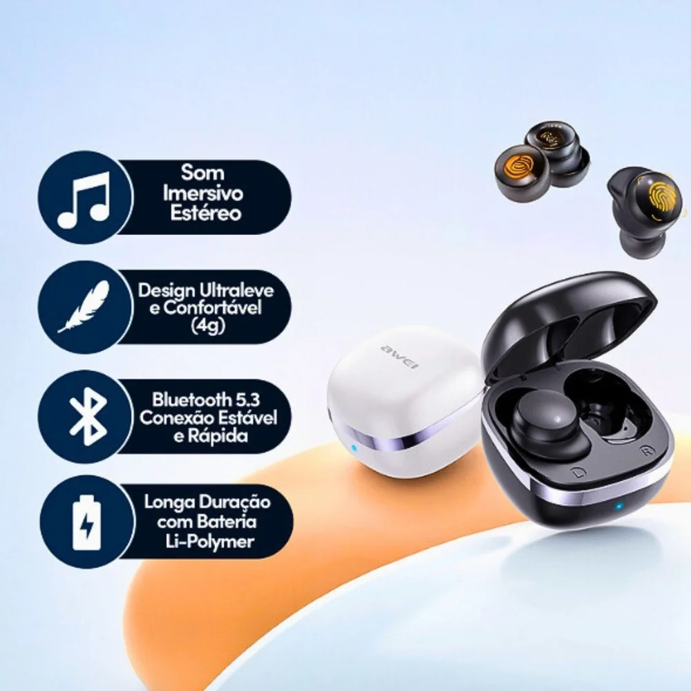Imagem 5 de 5 do produto Fone Bluetooth Awei Tp-71 Tws Intra-auricular | Design Esportivo, Cancelamento De Ruído E Bateria Duradoura