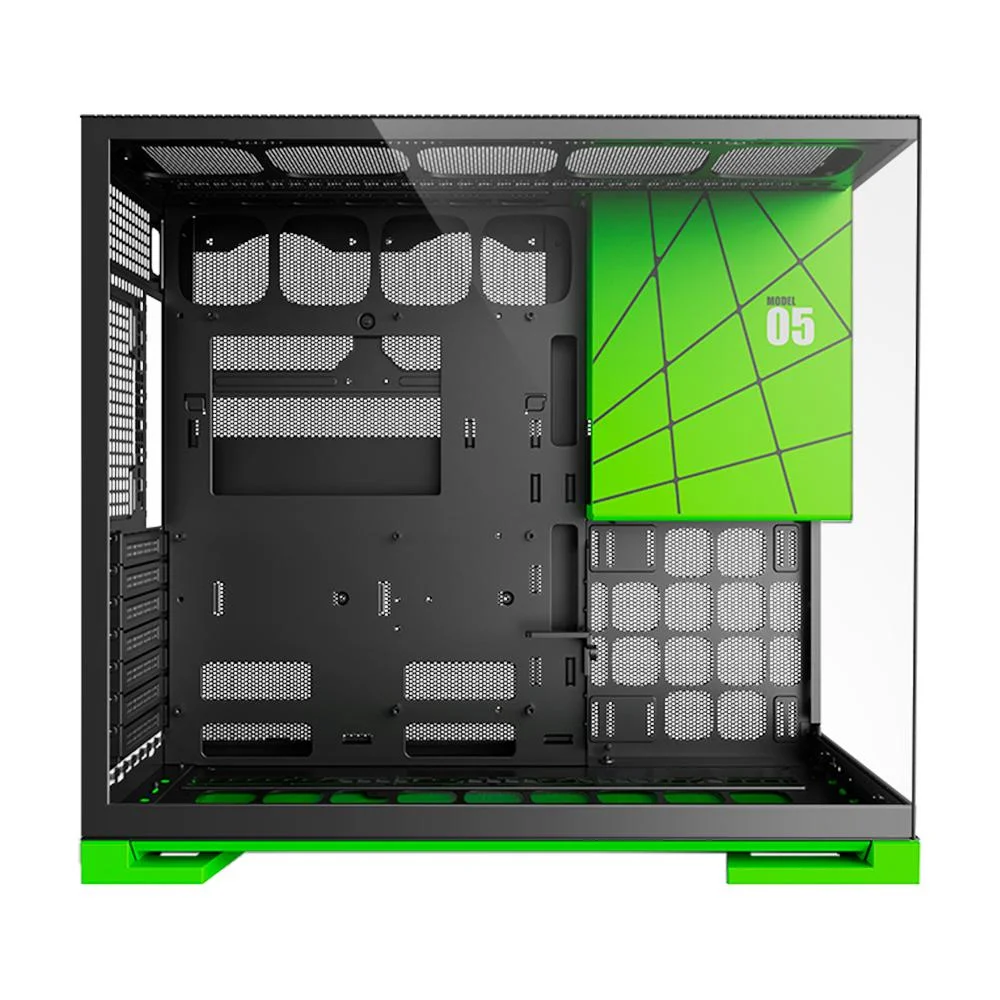 Gabinete Gamer Geometric Future Nvidia Style Edição Limitada Sem Fans Preto E Verde