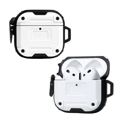 Capa Resistente Armour Nerdcase, Compatível Com Airpods 4, Branca E Preta