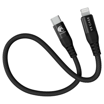Mini Cabo Dragon Usb-c/lightning 30cm Vx Case Preto ( 1 Ano De Garantia)
