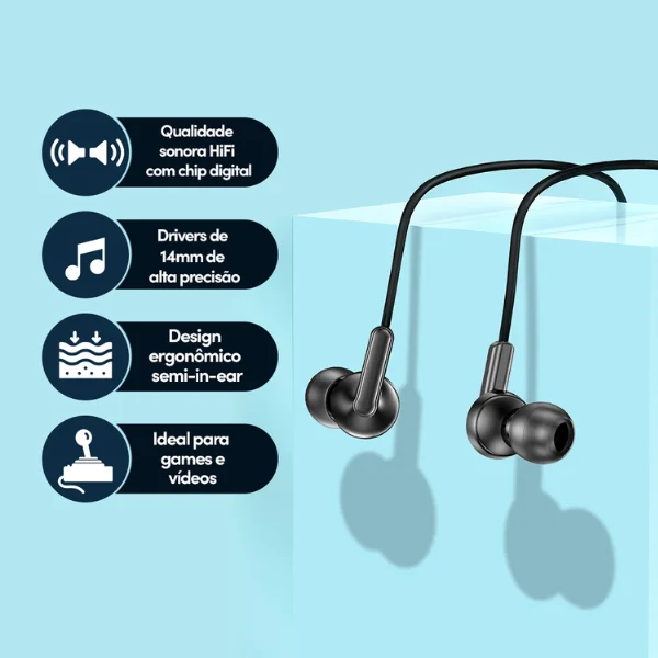 Imagem 2 de 3 do produto Fone De Ouvido Awei PC-25t Usb-c  Som Envolvente Microfone E Design Ergonômico