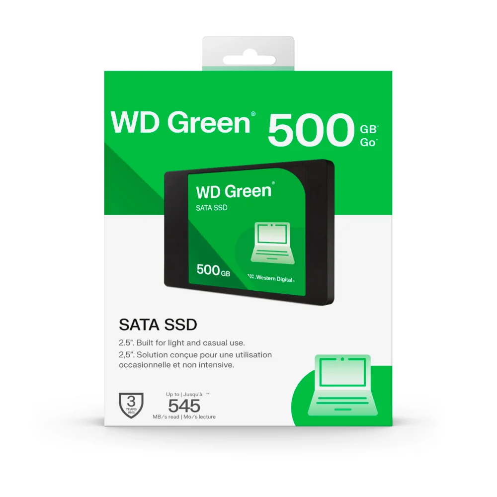 Imagem 4 de 5 do produto SSD Wd Green 500gb 2.5" Sata Iii 6gb/s, 7mm, Leitura Até 545mb/s, 3d Nand, Wds500g5g0a
