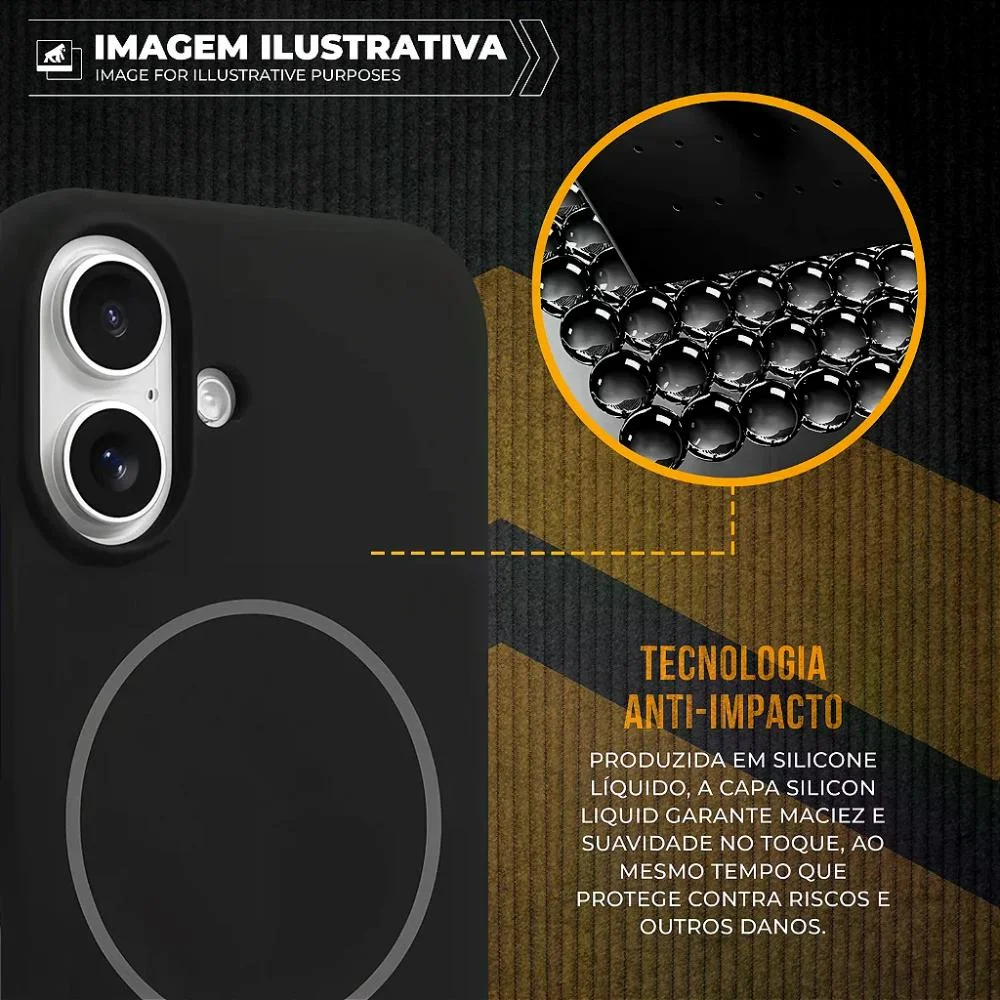 Imagem 4 de 5 do produto Capa Para Iphone 17 Pro - Silicon Liquid Magsafe - Preta - Gshield