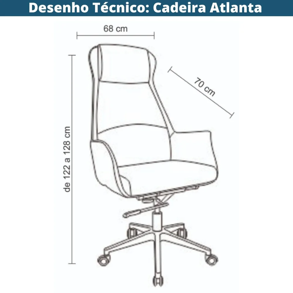 Imagem 5 de 5 do produto Cadeira Presidente Atlanta Pu Cinza Base Cromada