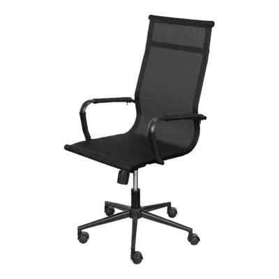 Cadeira Presidente Or Design Mesh Preta Aço Preto