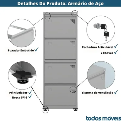 Arquivo Pandin 47cm Preto/vermelho C/ Chave — foto 2