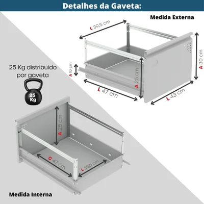Arquivo Pandin 47cm Preto/vermelho C/ Chave — foto 4