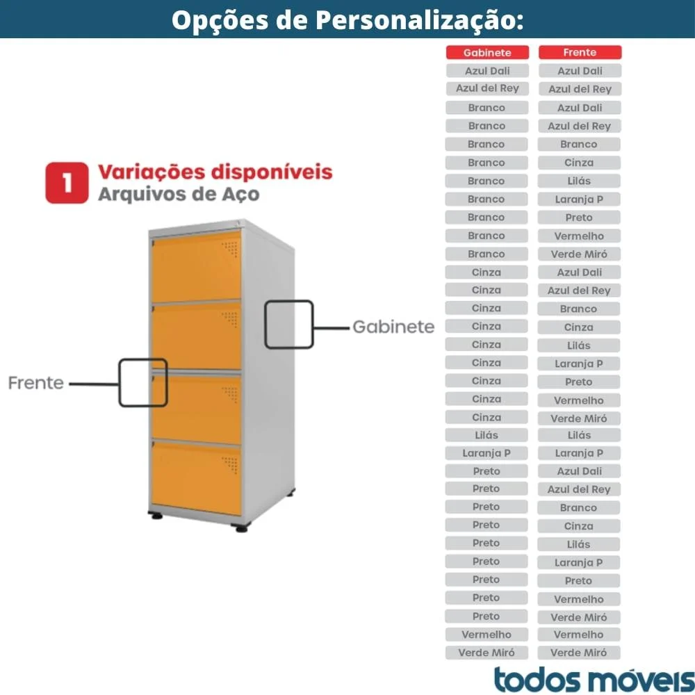 Imagem 5 de 5 do produto Arquivo Pandin 47cm Preto/azul C/ Chave