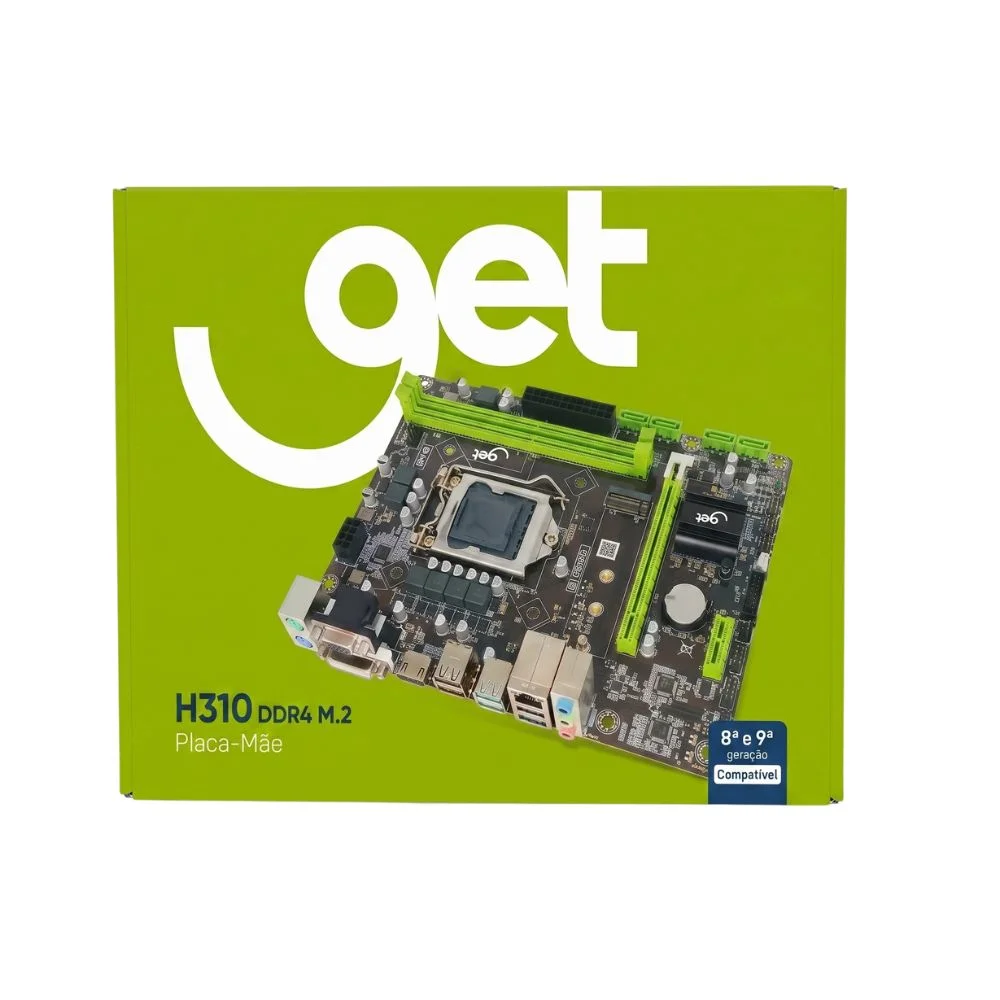 Imagem 2 de 5 do produto Placa Mae Get H310m M.2, LGA  1151, Ddr4, HDMI, Vga, Usb 3.0, Rede 10/100/1000 Mbps - 8/9° Gerações