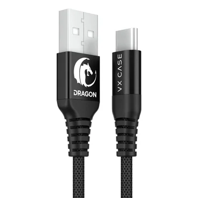 Cabo Usb Tipo A / Tipo C Vx Case Preto ( 1 Ano De Garantia)