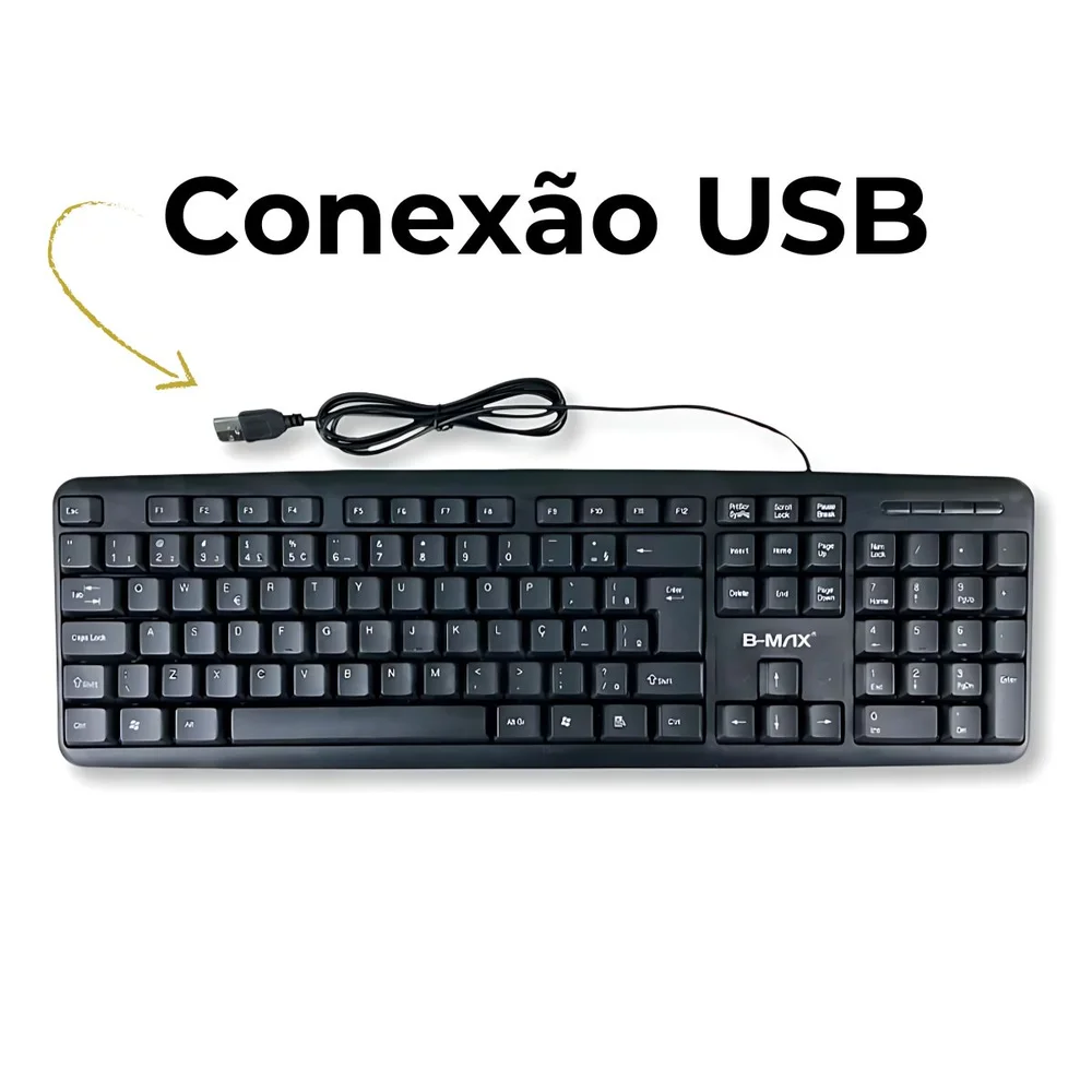 Imagem 2 de 5 do produto Teclado Usb Notebook Computador PC Com Fio Abnt2 Bmt02 B-max