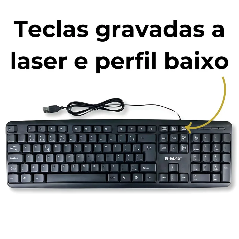 Imagem 3 de 5 do produto Teclado Usb Notebook Computador PC Com Fio Abnt2 Bmt02 B-max