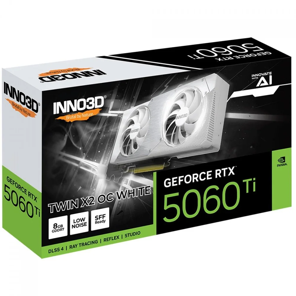 Imagem 4 de 5 do produto Placa De Vídeo Inno3d Nvidia Geforce RTX 5060 Ti Twin X2 Oc White, 8GB, Gddr7, Dlss, Ray Tracing, N506t2-08d7x-193075w