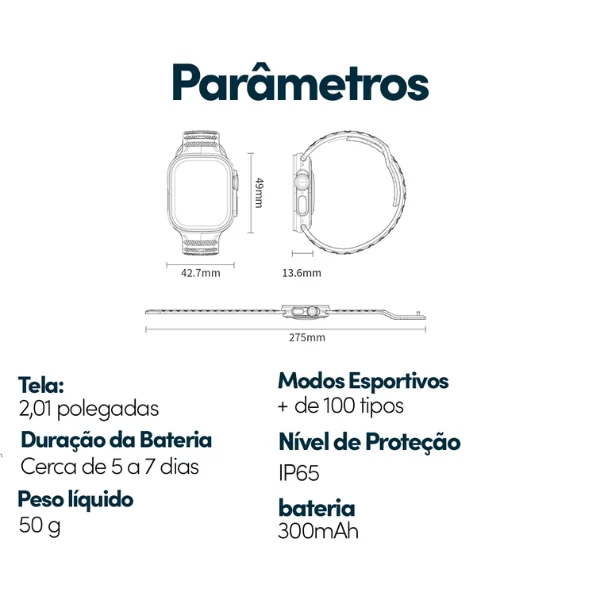 Imagem 3 de 3 do produto Smartwatch Awei H37 Tela 2,01” Monitoramento De Saúde E Ip65