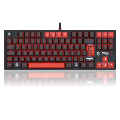 Teclado Mecanico Gamer Flamengo Nation LED Vermelho E Preto Switch Brown Redragon Fl576