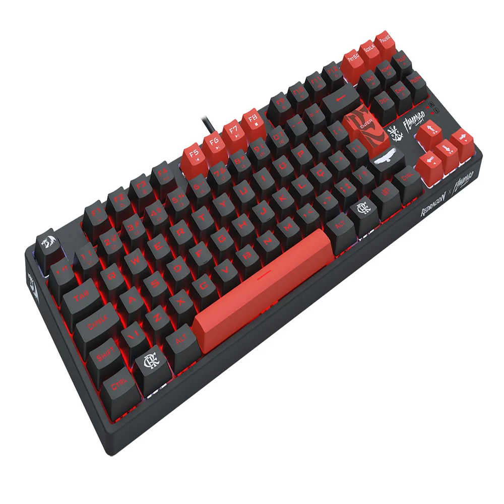 Teclado Mecanico Gamer Flamengo Nation LED Vermelho E Preto Switch Brown Redragon Fl576 Teclado Mecanico Gamer Flamengo Nation LED Vermelho E Preto Switch Brown Redragon Fl576