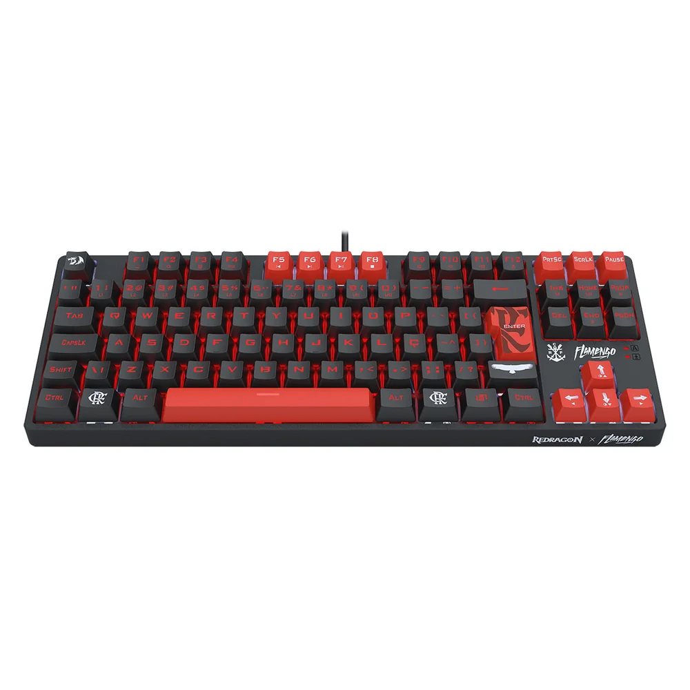 Teclado Mecanico Gamer Flamengo Nation LED Vermelho E Preto Switch Brown Redragon Fl576 Teclado Mecanico Gamer Flamengo Nation LED Vermelho E Preto Switch Brown Redragon Fl576