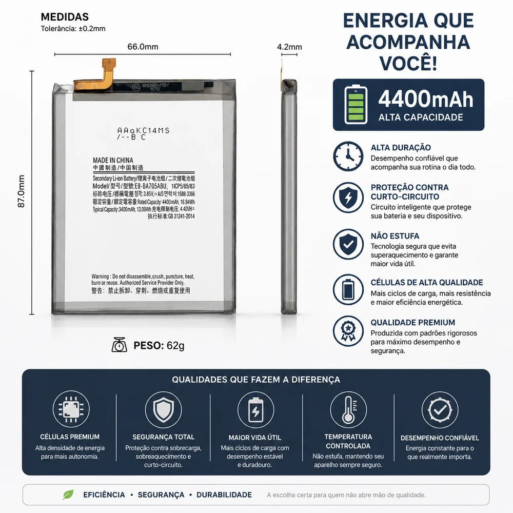 Imagem 3 de 5 do produto Bateria Eb-ba705abu Compativel Com Galaxy A70 A705
