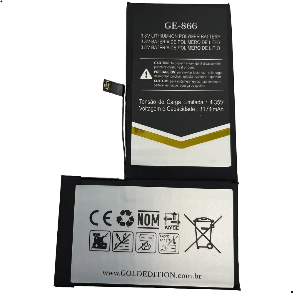 Imagem 2 de 5 do produto Bateria Gold Edition Ge-866 Compativel Com Iphone Xs Max