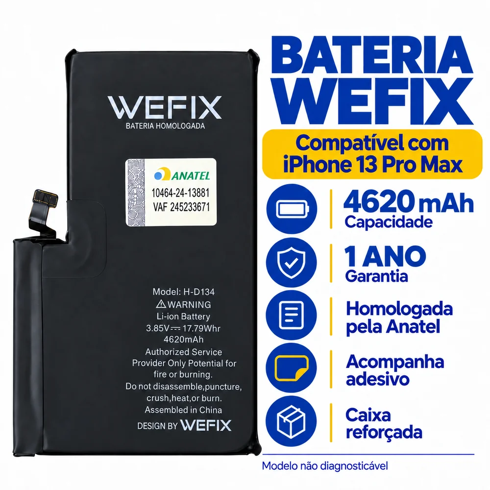 Imagem 4 de 5 do produto Bateria Wefix Homologada Anatel Compatível Com Iphone 13 Pro Max