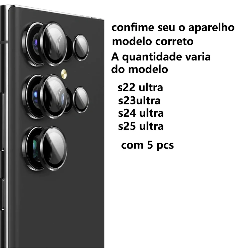 Imagem 2 de 5 do produto Kit Película Lente Câmera Compatível Com Samsung Galaxy S22 S23 S24 S25 Fe Plus Ultra Cor:prata Brilho;tamanho:s24 Ultra