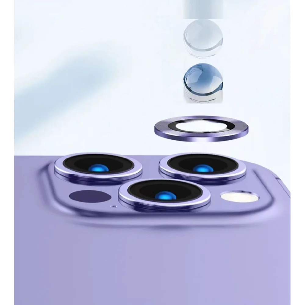 Imagem 2 de 4 do produto Kit Película Lente Câmera Lisa Ou Brilho Diamante Compatível Com Iphone 11 12 13 14 15 16 Pro Max Cor:preto;tamanho:14/1