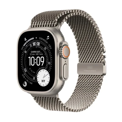 Apple Watch Ultra 3 Gps + Cellular - Caixa Natural De Titânio – 49 Mm - Pulseira Natural Estilo Milanês De Titânio – M