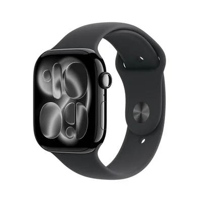 Apple Watch Series 11 Gps - Caixa Preta Brilhante De Alumínio – 46 Mm - Pulseira Esportiva Preta – P/m