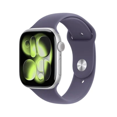 Apple Watch Series 11 Gps - Caixa Prateada De Alumínio – 46 Mm - Pulseira Esportiva Roxo-névoa – M/g