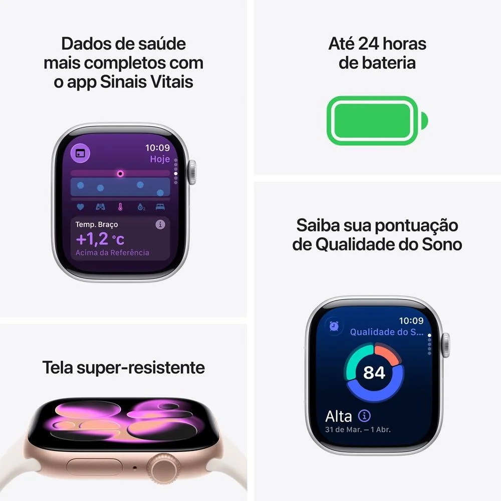 Imagem 4 de 5 do produto Apple Watch Series 11 Gps + Cellular - Caixa Cinza-espacial De Alumínio – 42 Mm - Pulseira Esportiva Preta – M/g