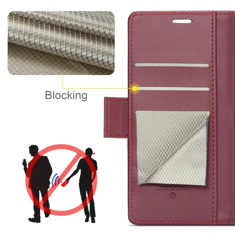 Imagem 5 de 5 do produto Capa Carteira Com Compartimentos para Cartão de Crédito, Dinheiro, Documentos com Fechamento Magnético para o Redmi Note 14 4G - Cor: Vermelho