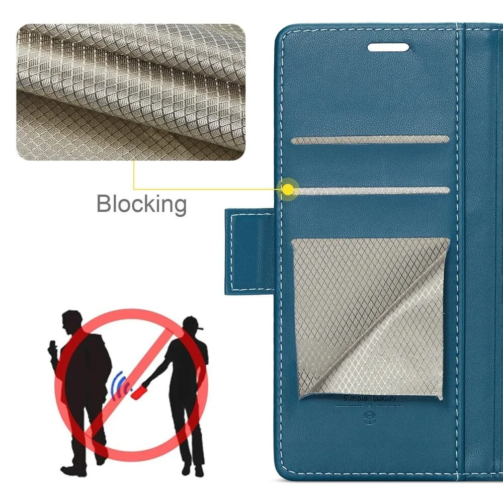 Imagem 5 de 5 do produto Capa Carteira Com Compartimentos para Cartão de Crédito, Dinheiro, Documentos com Fechamento Magnético para o Redmi Note 14 4G - Cor: Azul