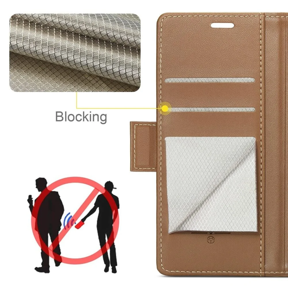Imagem 5 de 5 do produto Capa Carteira Com Compartimentos para Cartão de Crédito, Dinheiro, Documentos com Fechamento Magnético para o Redmi Note 14 4G - Cor: Marrom