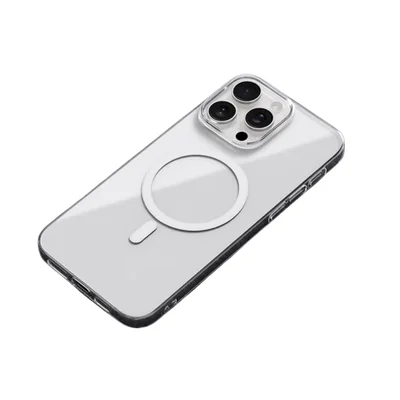Capa Transparente Clear Magnética Compatível Iph 14 Pro – Acabamento Clean E Antichoque E Suporte A Carregamento Por Ind