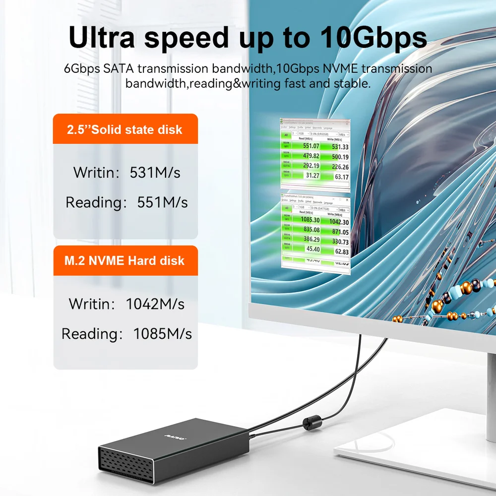 Case Gaveta Duplicador M.2 Nvme Hd/ssd Usb-c 3.2 Gen2 10gbps