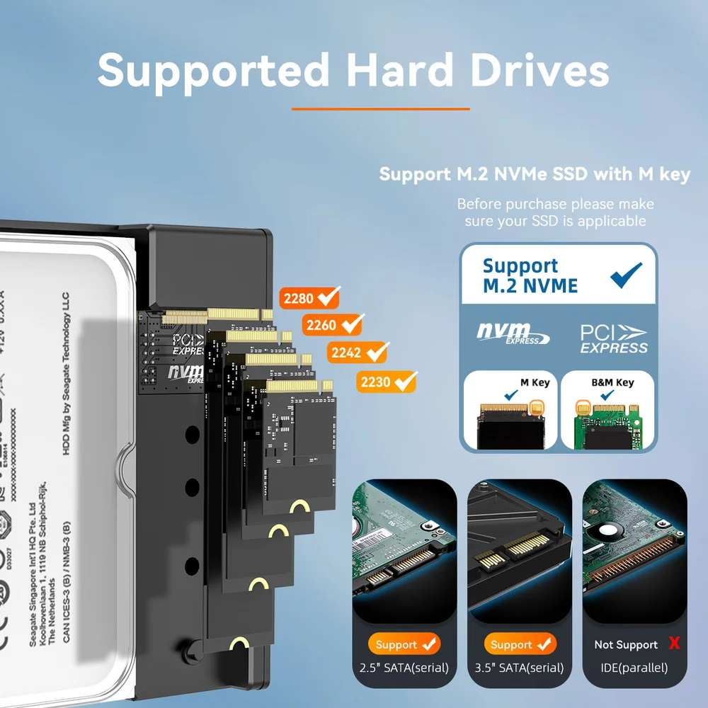 Case Gaveta Duplicador M.2 Nvme Hd/ssd Usb-c 3.2 Gen2 10gbps