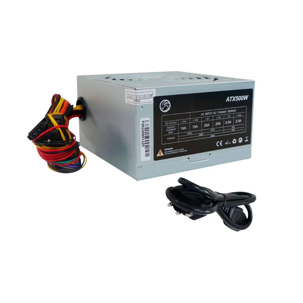 Fonte Brazilpc Atx 500w Bpc-5350b-m Com Cabo De Força