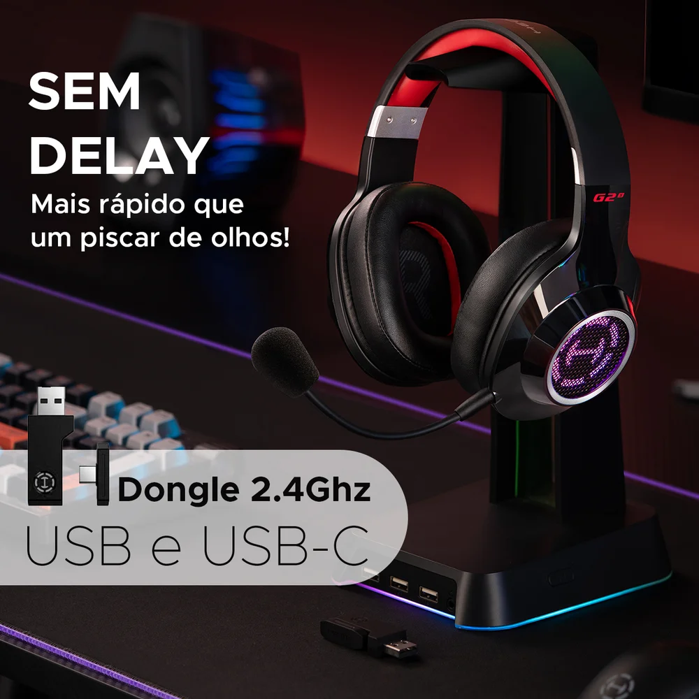 Imagem 2 de 5 do produto Headset Gamer 7.1, Bateria 247 horas, Dungle USB, Conexão Ultra-Rápida, Sem delay - Edifier G2S