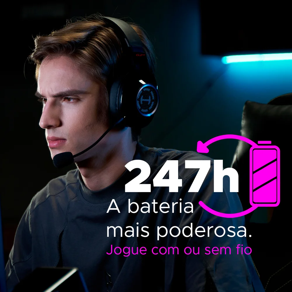 Imagem 4 de 5 do produto Headset Gamer 7.1, Bateria 247 horas, Dungle USB, Conexão Ultra-Rápida, Sem delay - Edifier G2S