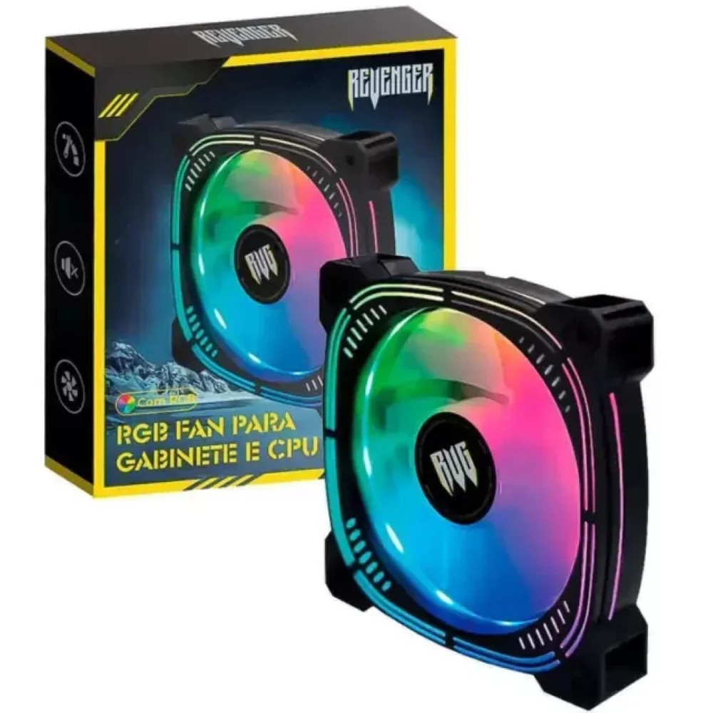 Cooler Fan LED Rainbow RGB 120mm Para Gabinete Computador Desktop Revenger G-vr336 6