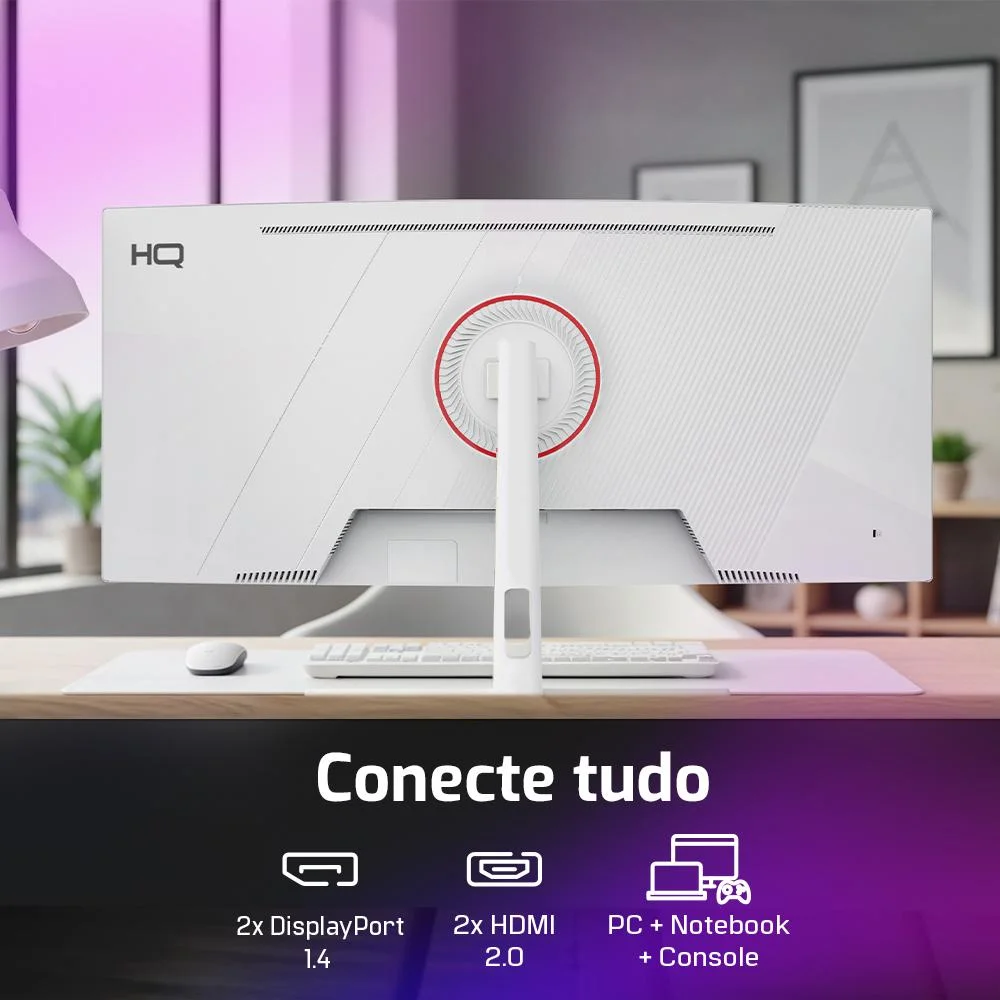Monitor Gamer 34" Curvo Branco 1ms, 165hz, Ultrawide (qhd) - 3440x1440 Amd Freesync, HDMI, Dp, Hq Premium Hqw34c16 Monitor Gamer 34" Curvo Branco 1ms, 165hz, Ultrawide (qhd) - 3440x1440 Amd Freesync, HDMI, Dp, Hq Premium Hqw34c16