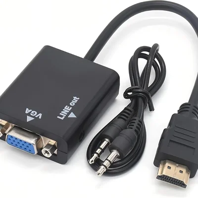 Cabo Conversor Adaptador HDMI Para Vga Com Saída De Áudio E Cabo P2