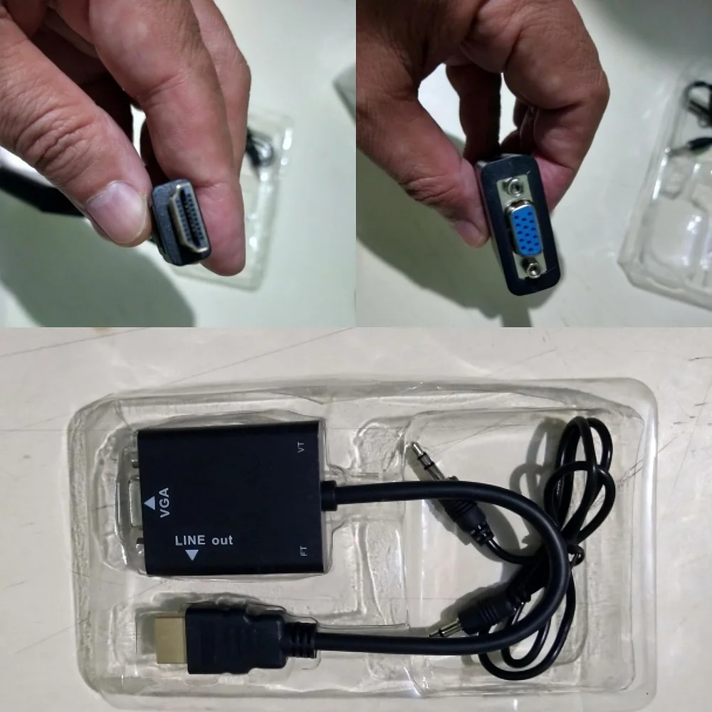 Imagem 5 de 5 do produto Cabo Conversor Adaptador HDMI Para Vga Com Saída De Áudio E Cabo P2