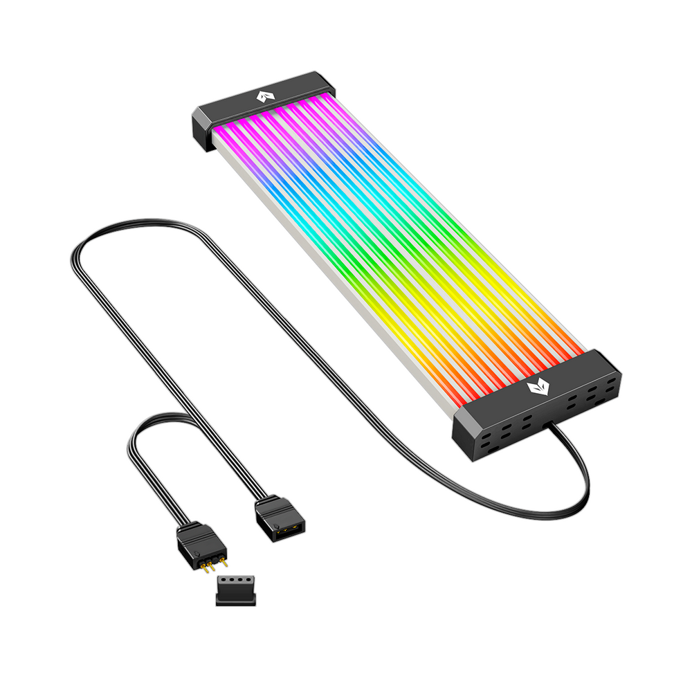 Barra de LED Neon, AL200 Coolmoon, ARGB 5V 3 Pinos, Organizador Para Esconder Cabos da Fonte, Preto