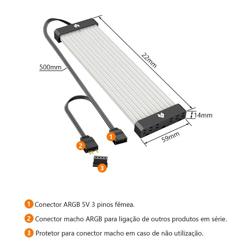 Imagem 4 de 5 do produto Barra de LED Neon, AL200 Coolmoon, ARGB 5V 3 Pinos, Organizador Para Esconder Cabos da Fonte, Preto