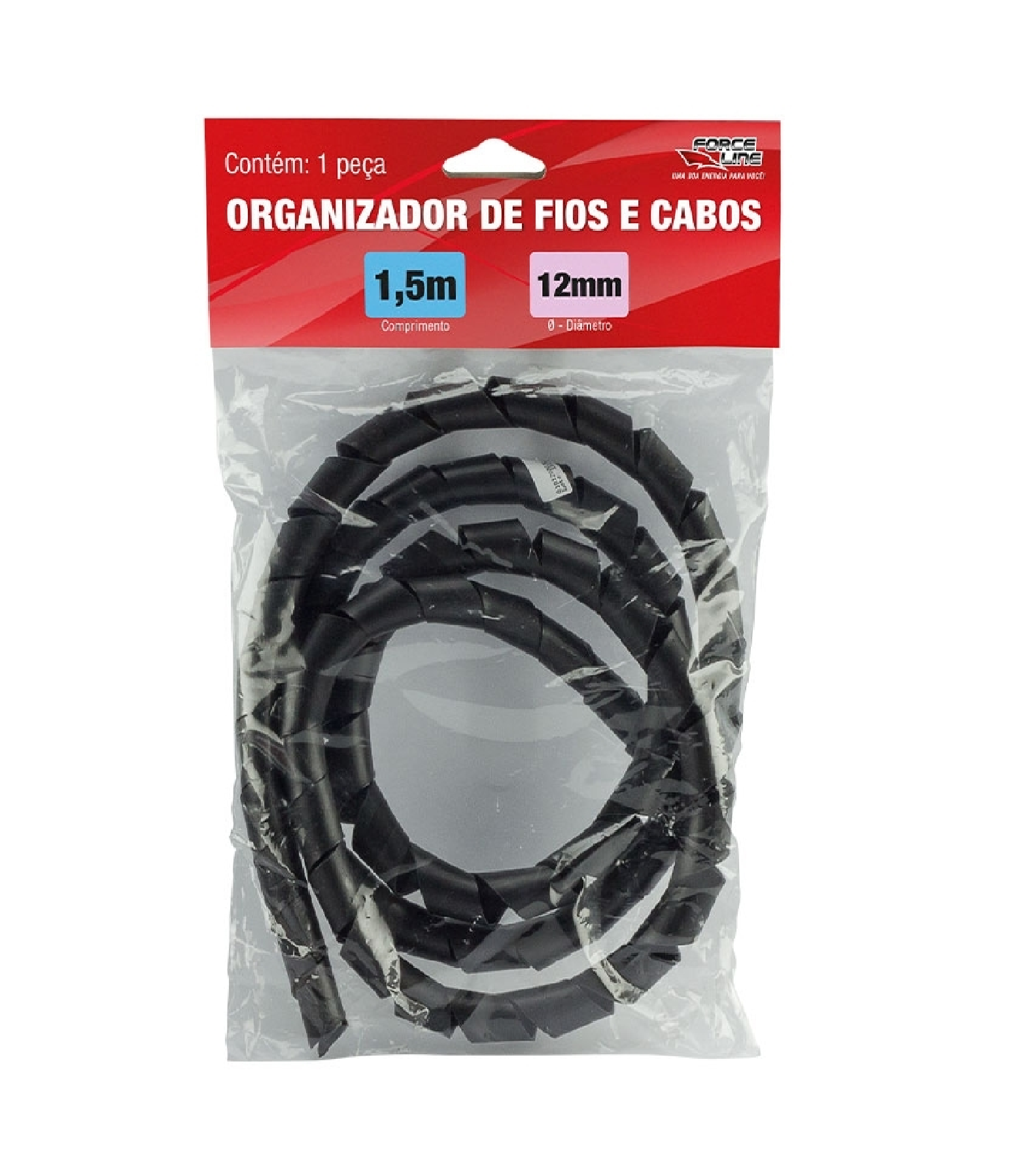 Organizador De Cabos Espiral 12mmx1,1mm Pt 1,5m