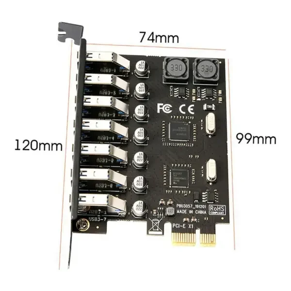Imagem 2 de 2 do produto Placa PCi Express 7 Portas Usbs 3.0 Par Computador Fixlegion