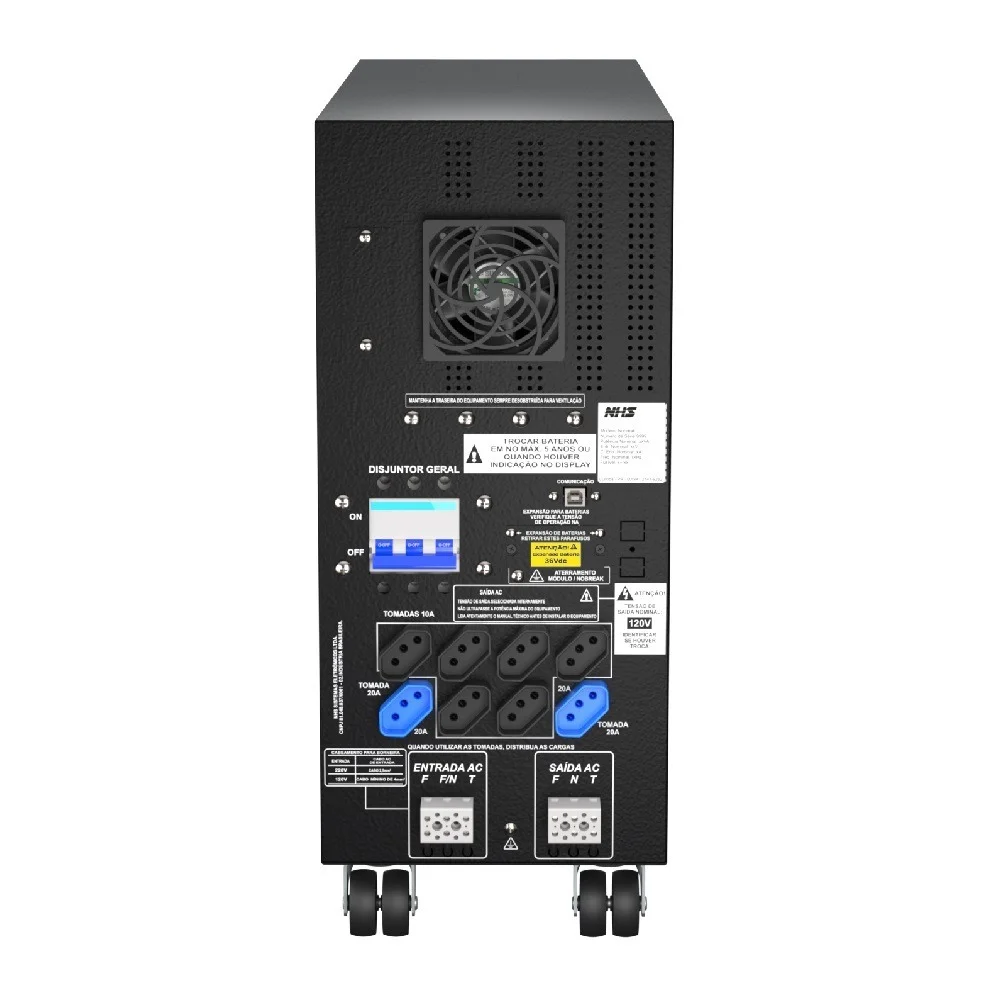 Imagem 2 de 3 do produto Nobreak Nhs Laser Senoidal Giii Ext 3300va Ent Bivolt Sai 120v (220v Configurável) 3x45ah 12v 8 Tomadas - 91.d1.033000