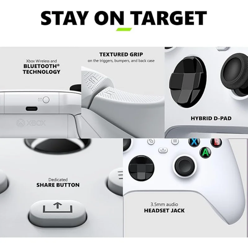 Controle Xbox Series X/S e Xbox One Branco Original – Wireless Gamepad Sem Fio, Alta Precisão, Compatível com Console e PC